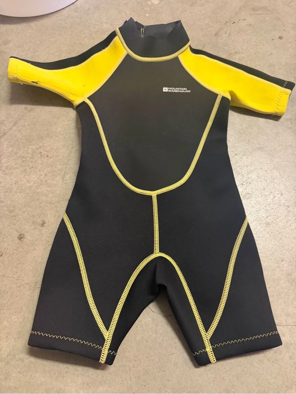 Kids' Short Sleeve Neoprene Wetsuit - Black & Yellow 3-4 Years